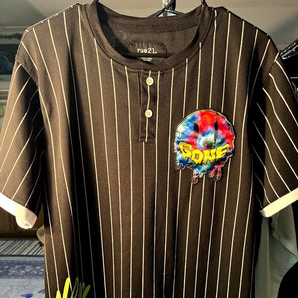 Rue 21 "Mentally Gone" "Not Coming Back" Short-Sleeve Colorful Jersey SZ Small - Picture 1 of 8